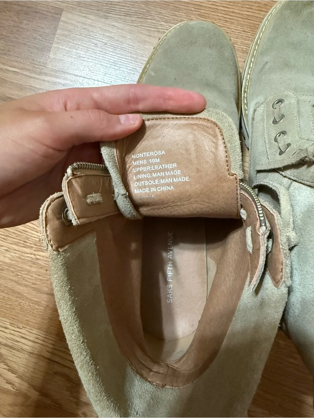 Saks Fifth Avenue Men's Beige Suede Zip Ankle Boots